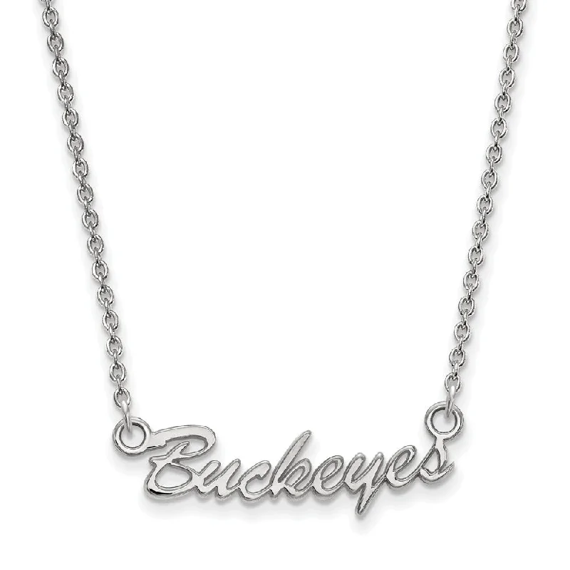 ladies-charm-rose-gold-necklaces-Sterling Silver Ohio State Small Script Pendant Necklace