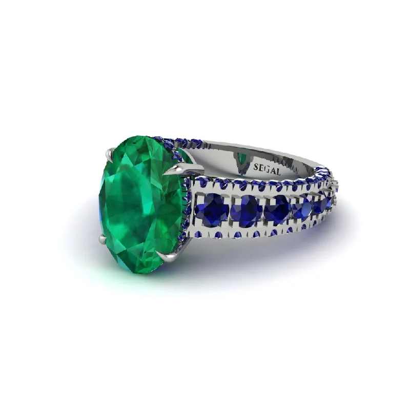 Ladies engagement rings for tea-time love -4ct Oval Cut Emerald Pave Engagement Ring - Selah No. 66