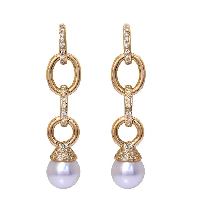 Ladies earrings stylish shine -Earrings- South Sea Pearl and Diamond  (2203C)