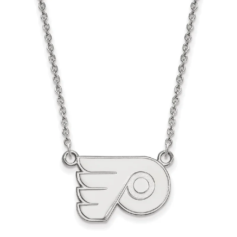 ladies-elegant-pearl-necklaces-Sterling Silver NHL Philadelphia Flyers Small Necklace, 18in