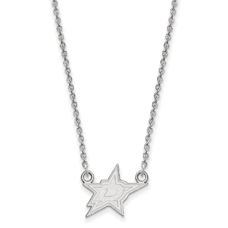 ladies-bridal-box-necklaces-Sterling Silver NHL Dallas Stars Small Necklace, 18 Inch