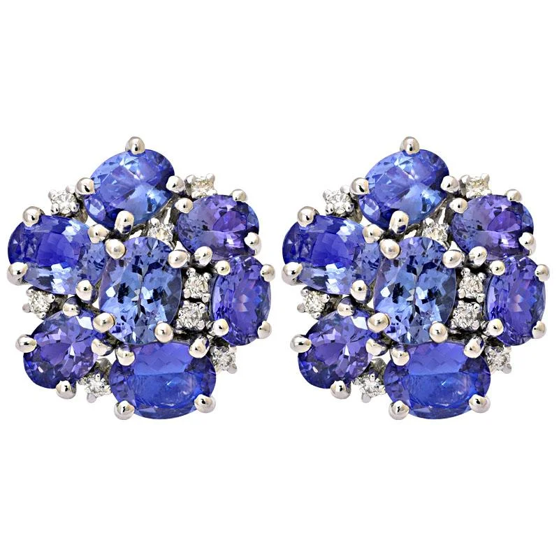 Ladies earrings feather-light studs -Earrings-Tanzanite and Diamond  (223FS)