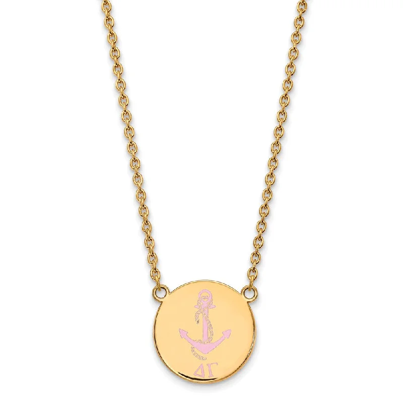 ladies-delicate-silver-necklaces-14K Plated Silver Delta Gamma Large Enamel Necklace