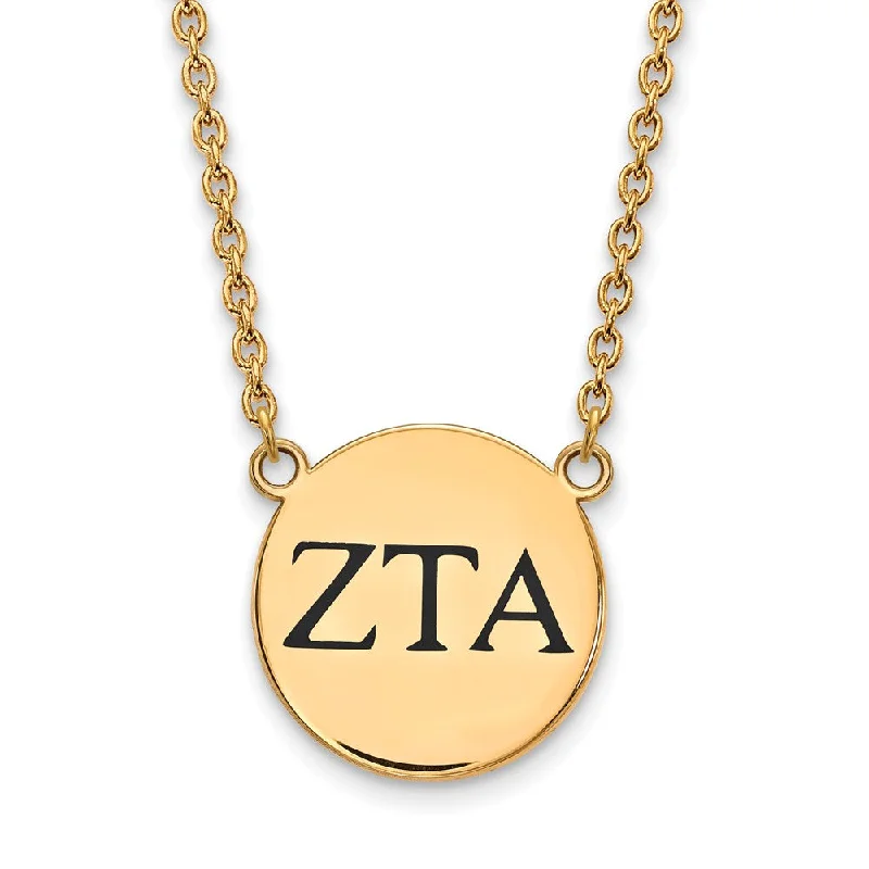 ladies-elegant-pearl-necklaces-14K Plated Silver Zeta Tau Alpha Large Enamel Greek Letters Necklace