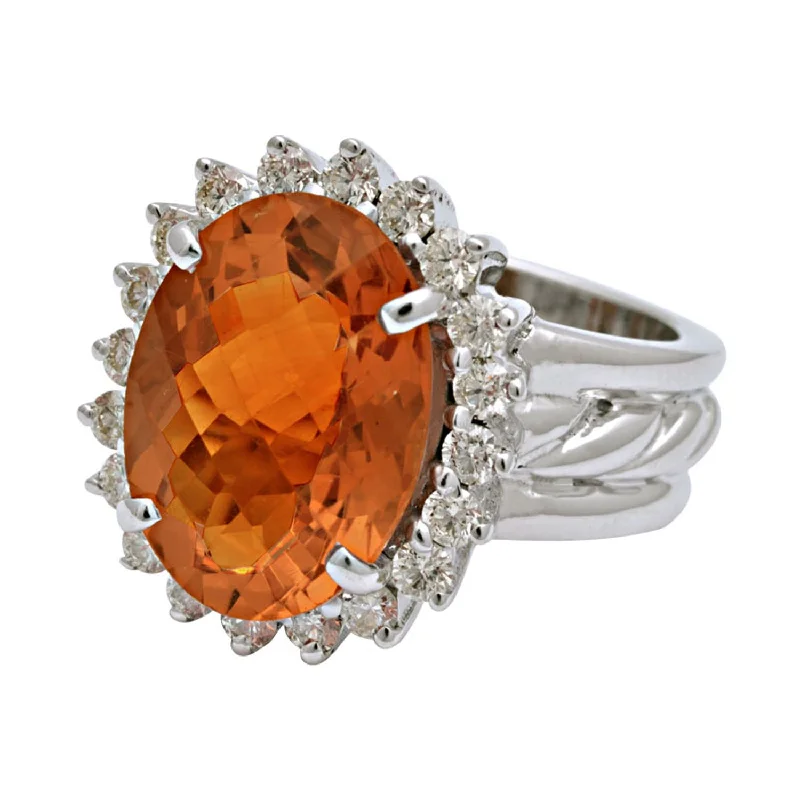 Ladies rings thin charm -Ring- Citrine And Diamond (190LS)