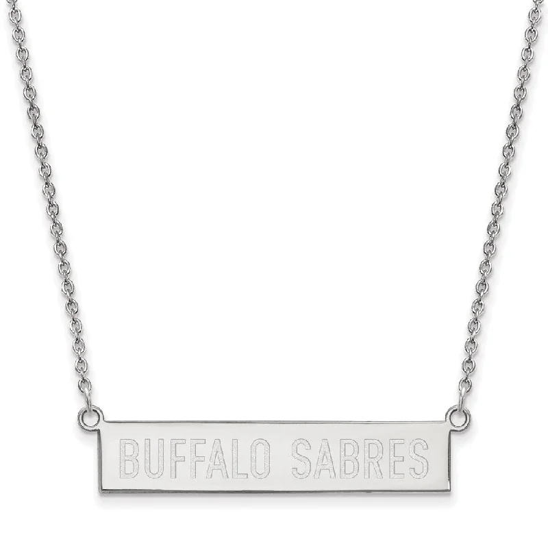 ladies-fashion-silver-necklaces-Sterling Silver NHL Buffalo Sabres SM Bar Necklace, 18 In