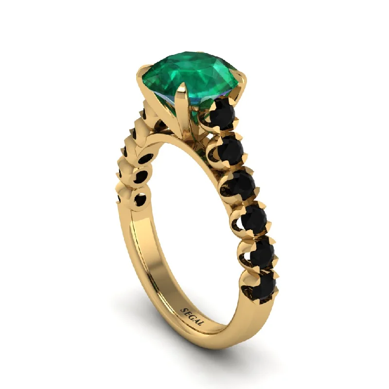 Ladies engagement rings for milestone unions -2ct Round Cut Emerald 14K Gold Engagement Ring - Christina No. 34