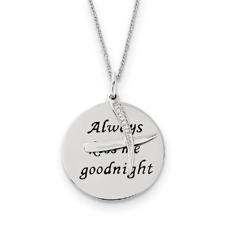 ladies-affordable-gold-necklaces-Rhodium Plated Sterling Silver & CZ Always Kiss Me Goodnight Necklace