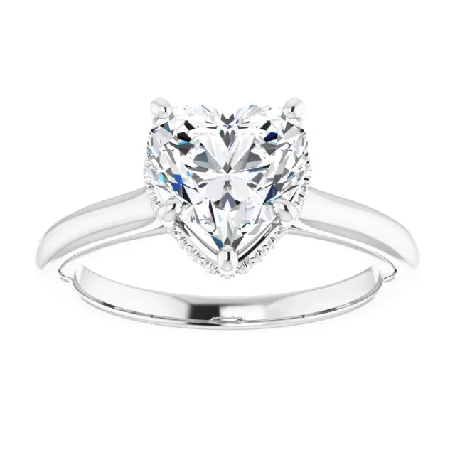 Ladies engagement rings with mint diamonds -Solitaire Hidden Halo Engagement Ring