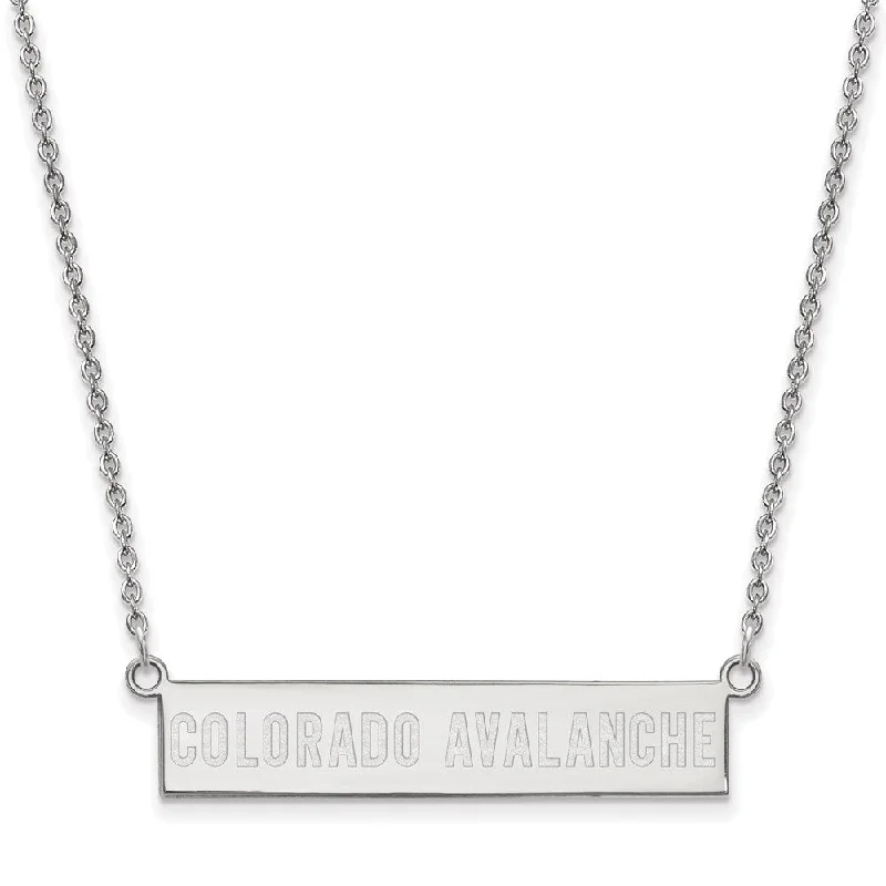 ladies-vintage-diamond-necklaces-Sterling Silver NHL Colorado Avalanche SM Bar Necklace, 18in