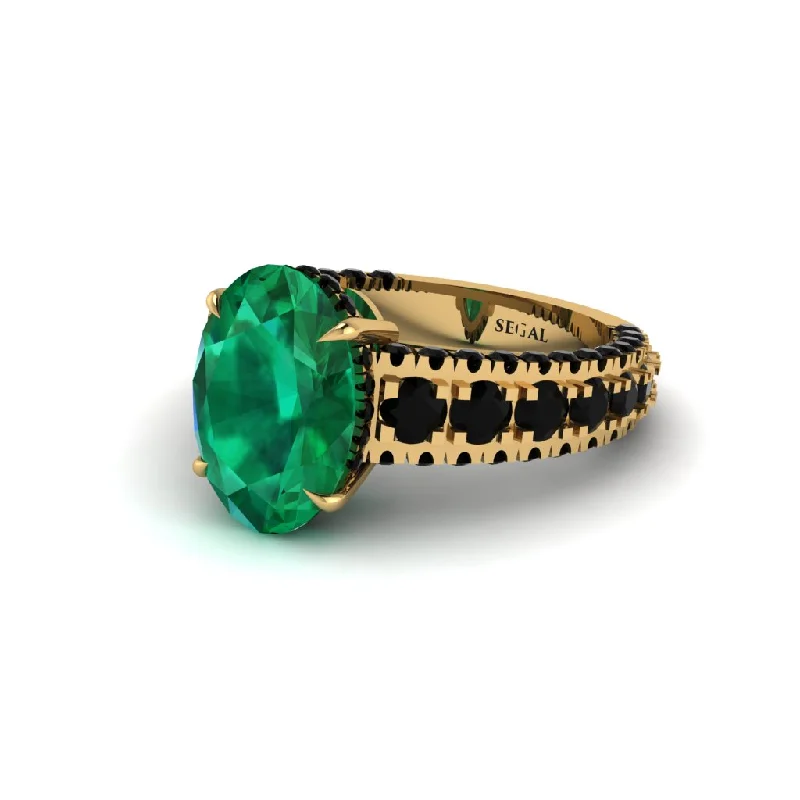 Ladies engagement rings with woof settings -4ct Oval Cut Emerald Pave Engagement Ring - Selah No. 34