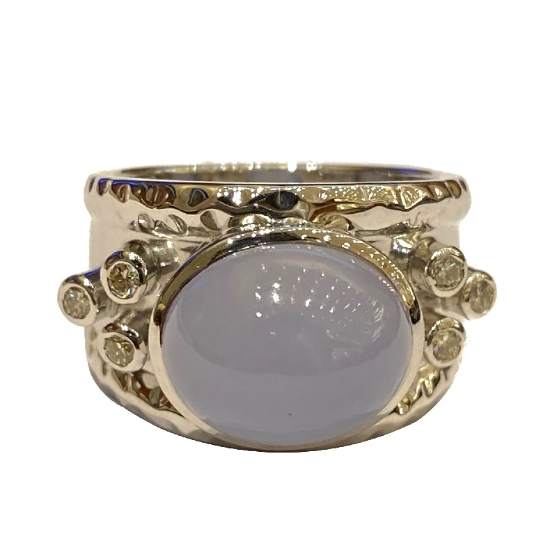 Ladies rings classic beauty -Ring - Chalcedony and Diamond in Sterling Silver