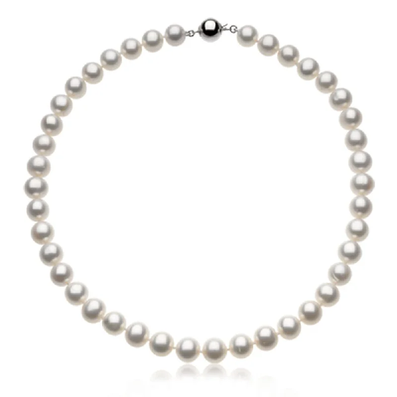 ladies-unique-silver-necklaces-10-11mm White FW Cultured Pearl & Sterling Silver 18-Inch Necklace