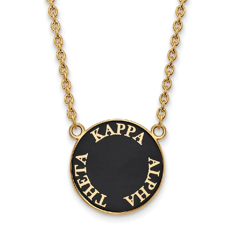 ladies-trendy-diamond-necklaces-14K Plated Silver Kappa Alpha Theta Large Enamel Disc Necklace