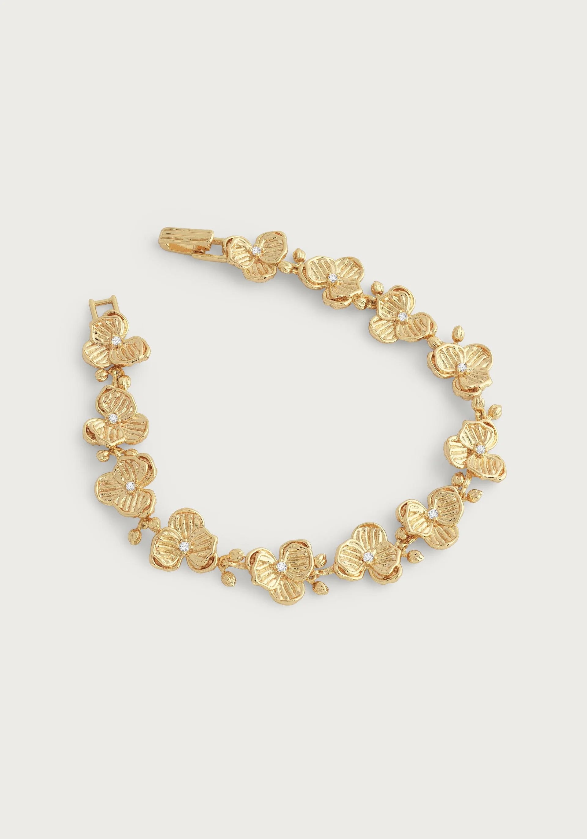 ladies-unique-gold-bracelets-Orchid Link Bracelet