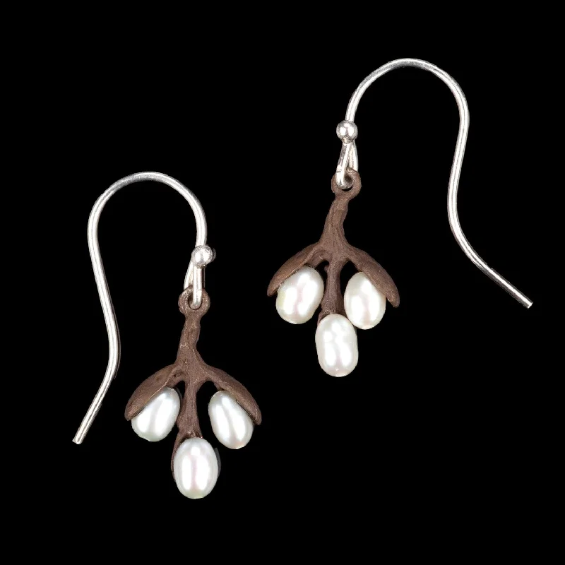 Ladies earrings trendy sparkle -Pussy Willow Earrings - Pearl Wire Drop