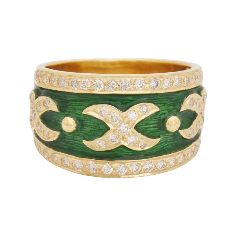 Ladies rings for gallery nights -Repair - Ring - Diamond with Enamel (2193G)