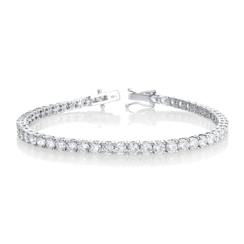 ladies-vintage-gold-bracelets-6.50 Carat Round Lab Grown Diamond Tennis Bracelet set in 14K White Gold