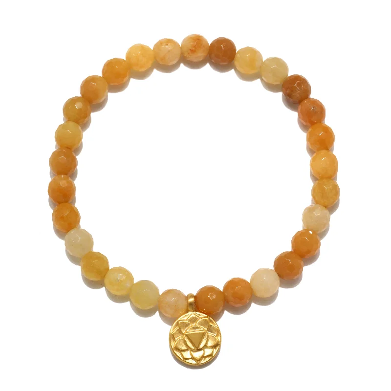 ladies-diamond-rose-gold-bracelets-Solar Plexus Chakra Yellow Jade Stretch Bracelet