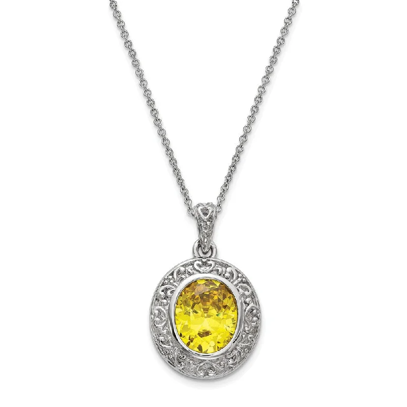 ladies-elegant-gold-necklaces-Rhodium Plated Sterling Silver & CZ Old Friends Are Golden Necklace