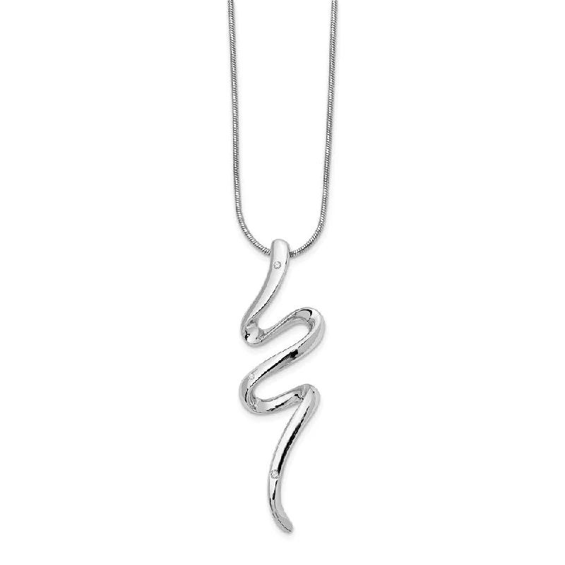 ladies-infinity-rose-gold-necklaces-Diamond Serpentine Necklace in Rhodium Plated Silver, 18-20 Inch