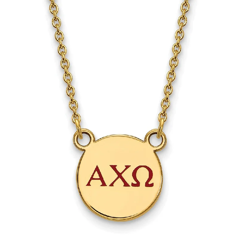 ladies-classic-box-necklaces-14K Plated Silver Alpha Chi Omega Small Red Enamel Greek Necklace