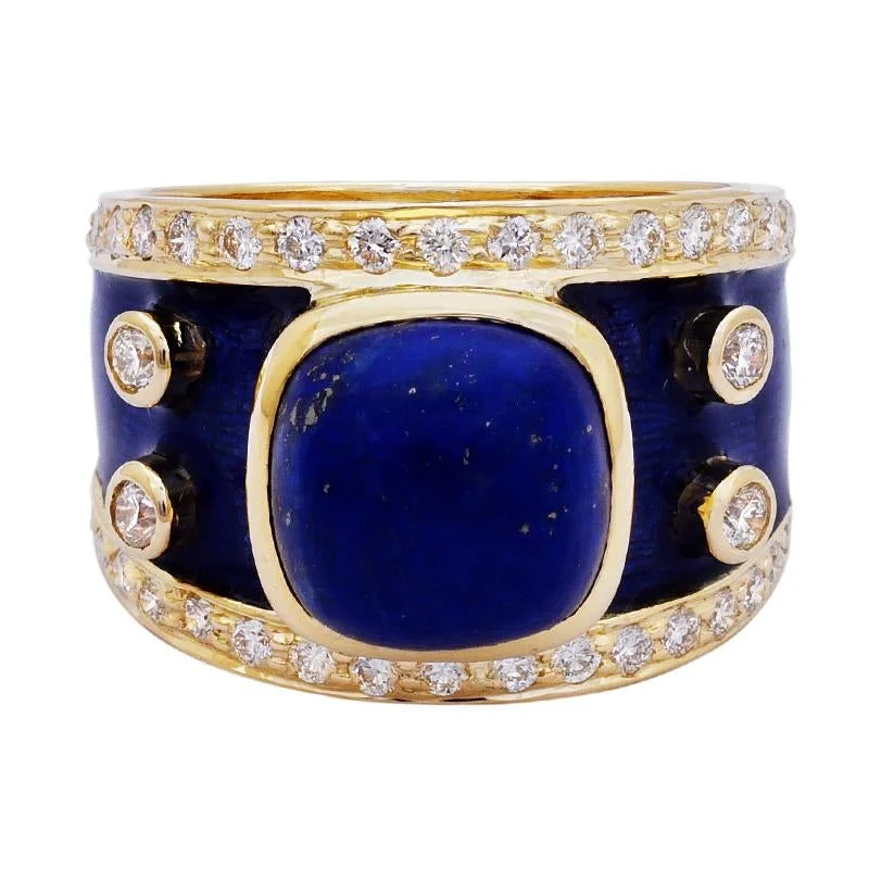 Ladies rings for online vibes -Repair - Ring- Lapis Lazuli and Diamond (Enamel)  (2199N)