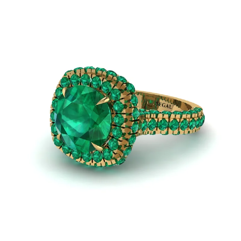 Ladies engagement rings cute romance -Emerald Pave Double Halo Engagement Ring - Eve No. 19