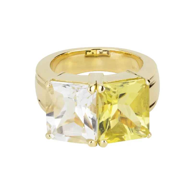 Ladies rings with ring motifs -Ring - Crystal And Lemon Quartz