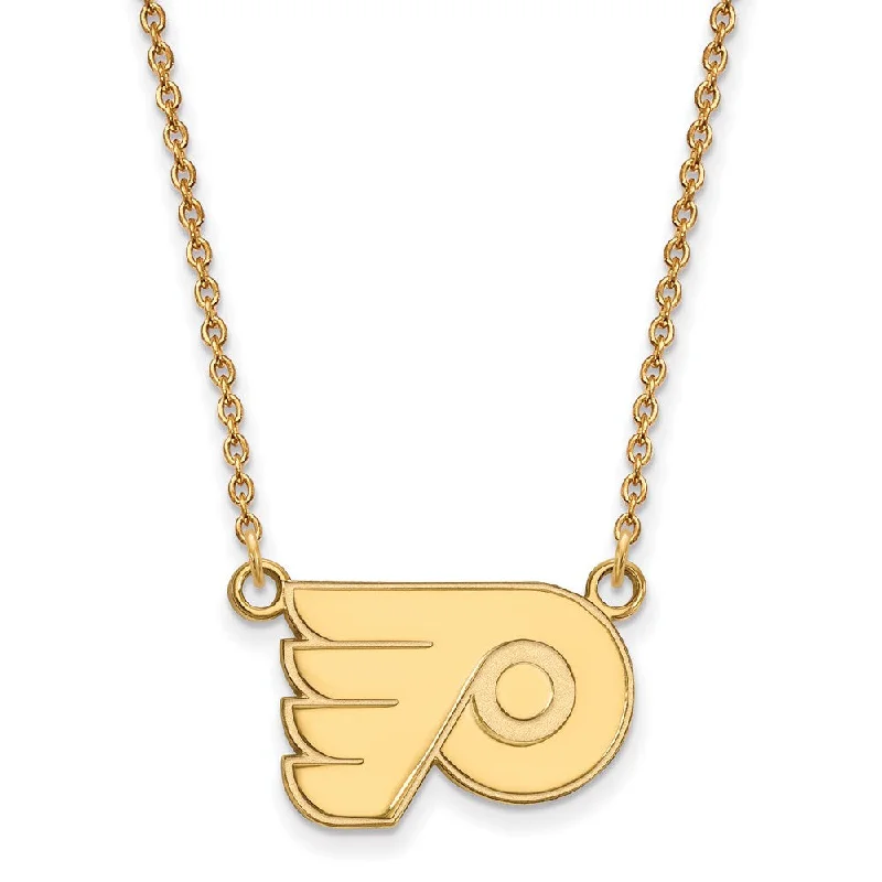 ladies-unique-diamond-necklaces-SS 14k Yellow Gold Plated NHL Philadelphia Flyers SM Necklace, 18 Inch