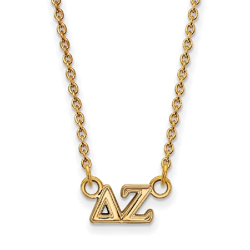 ladies-moon-silver-necklaces-14K Plated Silver Delta Zeta XS (Tiny) Greek Letters Necklace