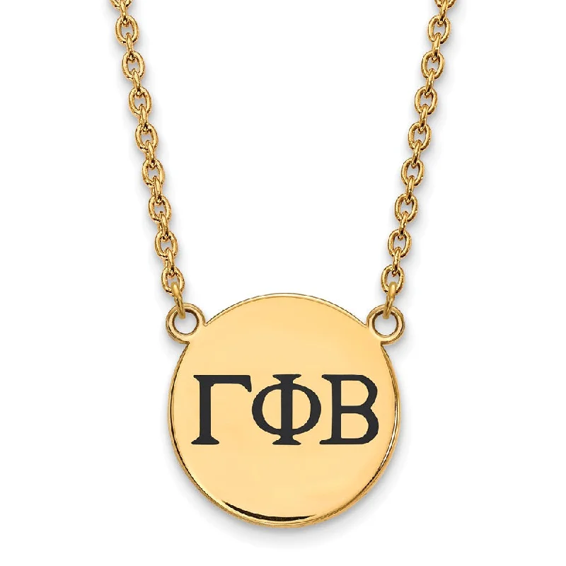 ladies-minimalist-diamond-necklaces-14K Plated Silver Gamma Phi Beta Large Enamel Greek Letters Necklace