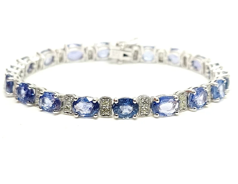 ladies-moon-gold-bracelets-Art Deco Blue Sapphire & Diamond Bracelet AD NO. 2879