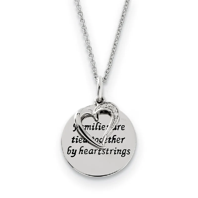 ladies-modern-pearl-necklaces-Rhodium Sterling Silver & CZ Families Are Tied Together Heart Necklace