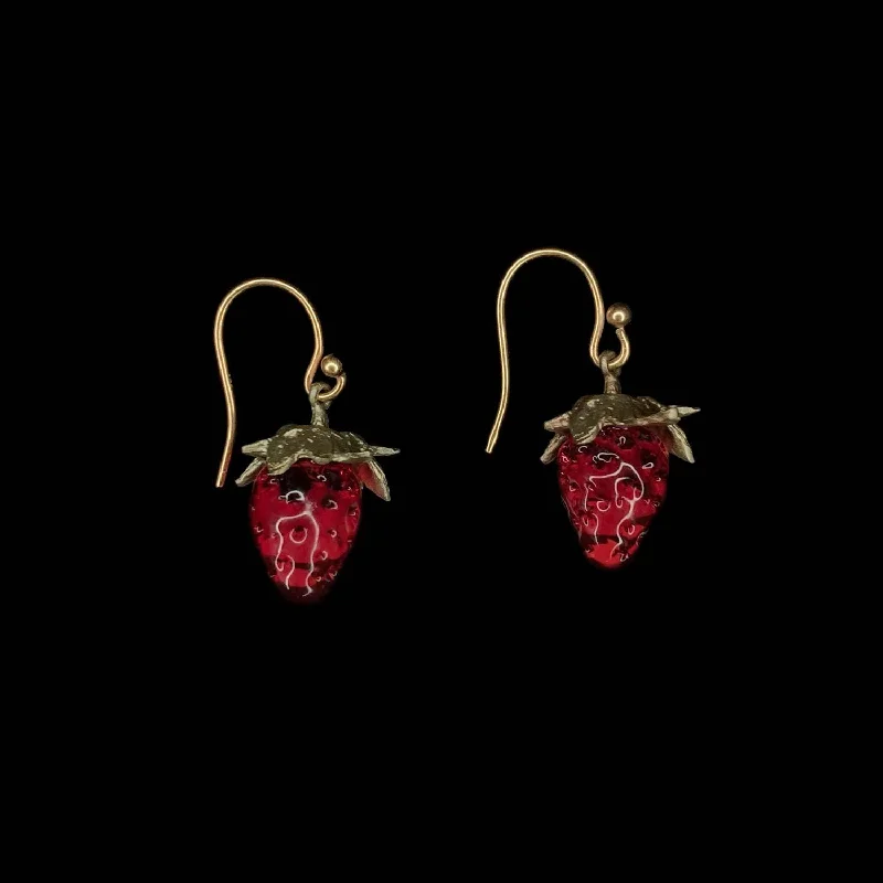 Ladies earrings for fresh starts -Strawberry Earrings - Dainty Wire