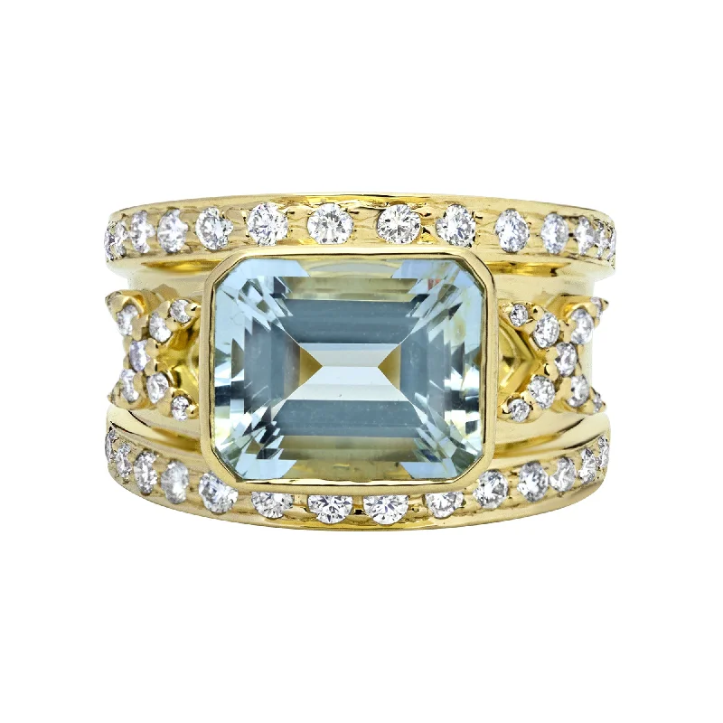 Ladies rings for wedding vibes -Ring - Aquamarine And Diamond (2317E)