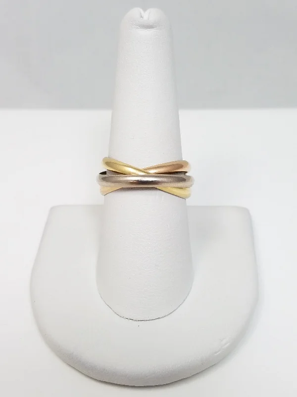 Ladies rings striking elegance -Sensational 18k Tricolor Gold Rolling/Trinity Ring