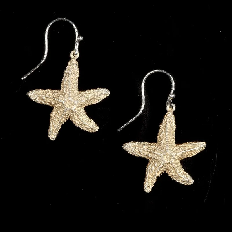 Ladies earrings with citrus aventurine -Starfish Earrings - Wire Drop