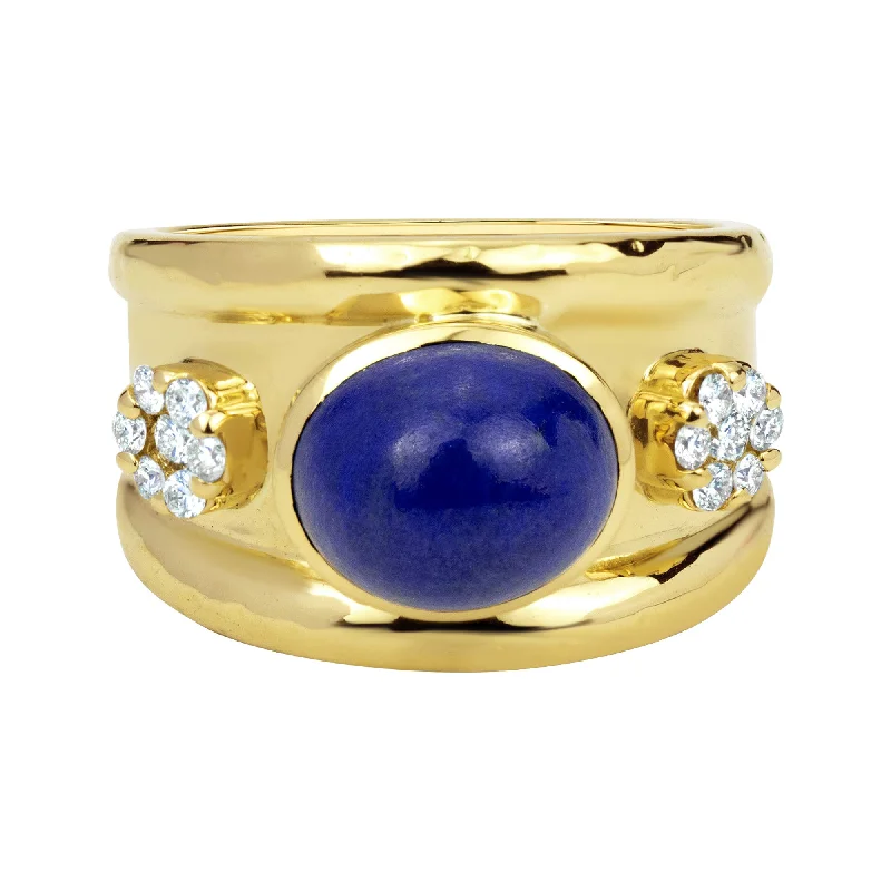 Ladies rings for family ties -Ring - Lapis Lazulli And Diamond (2329F)