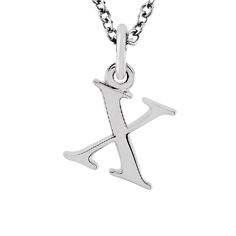 ladies-heart-box-necklaces-The Abbey Lower Case Initial 'x' Necklace in 14k White Gold, 16 Inch