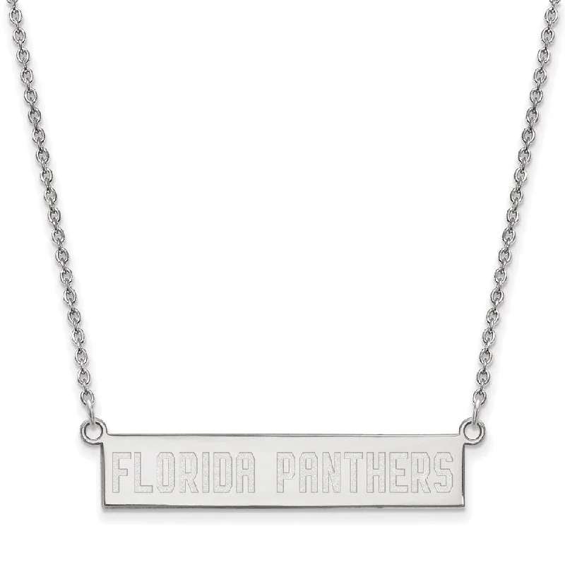 ladies-fashion-silver-necklaces-Sterling Silver NHL Florida Panthers SM Bar Necklace, 18 In