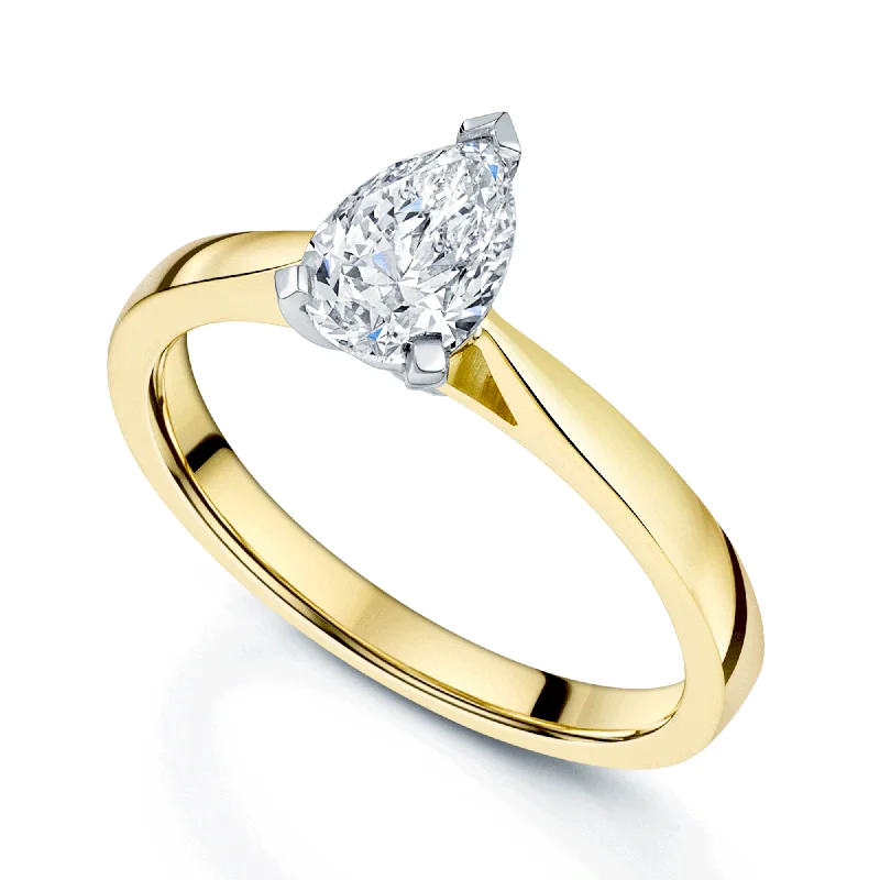 Ladies engagement rings with dusk sapphires -18ct Yellow Gold Pear Cut Diamond Engagement Ring