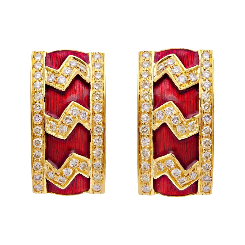 Ladies earrings worn elegance -Earrings-Diamond (Enamel)  (2106I)