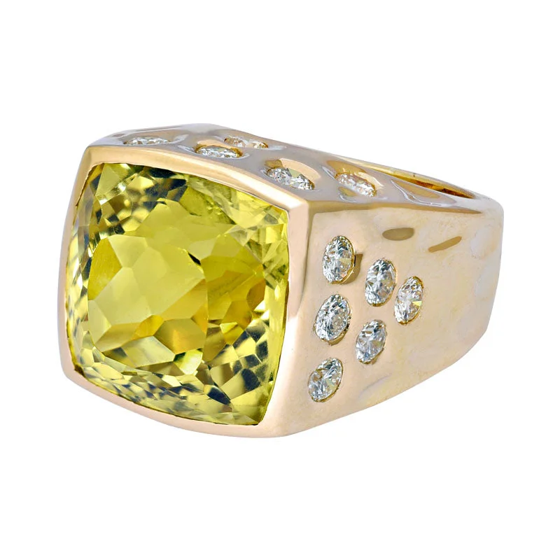 Ladies rings rustic brilliance -Repair - Ring - Lemon Quartz and Diamond (2164Q)