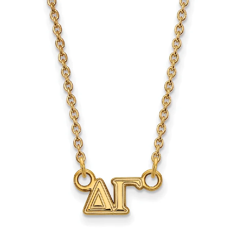 ladies-crystal-chain-necklaces-14K Plated Silver Delta Gamma XS (Tiny) Greek Letters Necklace