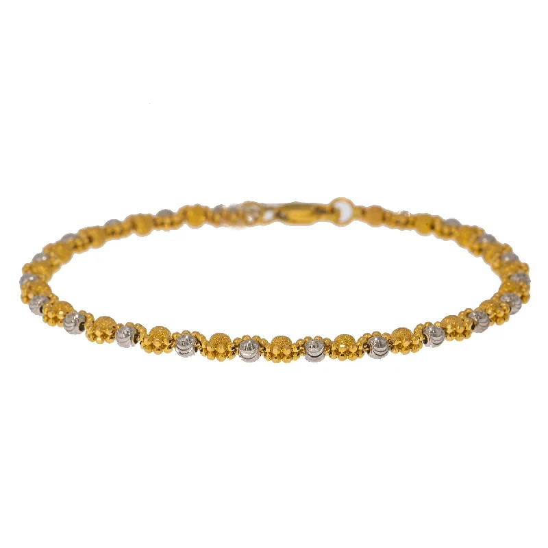 ladies-moon-pearl-bracelets-22K Multi Tone Gold Adjustable Bracelet W/ Double Beaded Strand