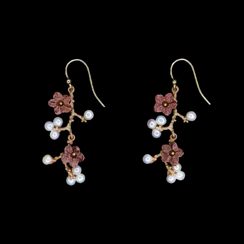 Ladies earrings for runway vibes -Ume Earrings - Dangle Wire with Flowers