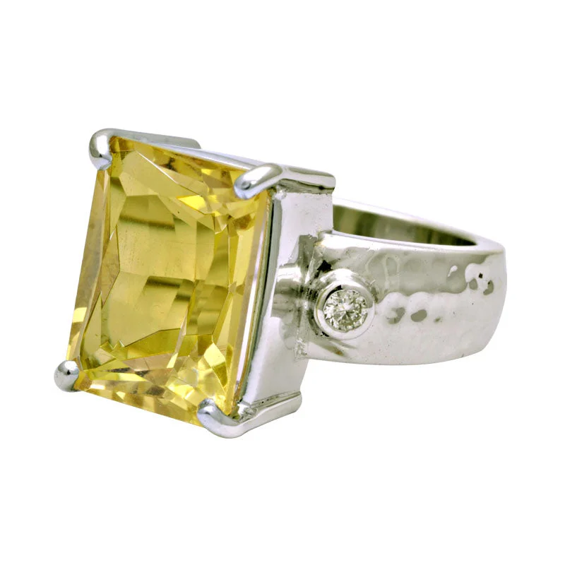 Ladies rings whisper-light -Ring-Lemon Quartz and Diamond