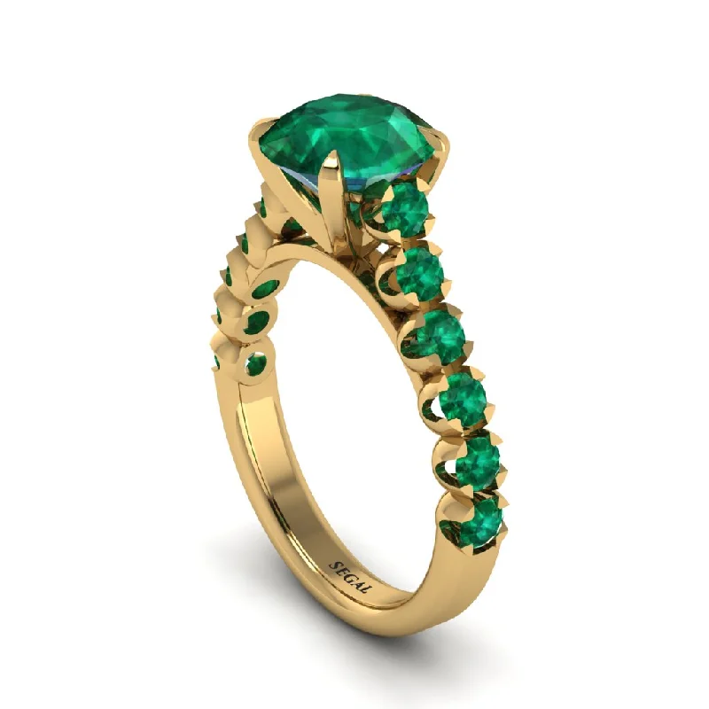 Ladies engagement rings rustic vows -2ct Round Cut Emerald 14K Gold Engagement Ring - Christina No. 19