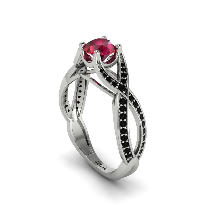 Ladies engagement rings rustic vows -Ruby Eternal Twist Engagement Ring - Maisie No. 42